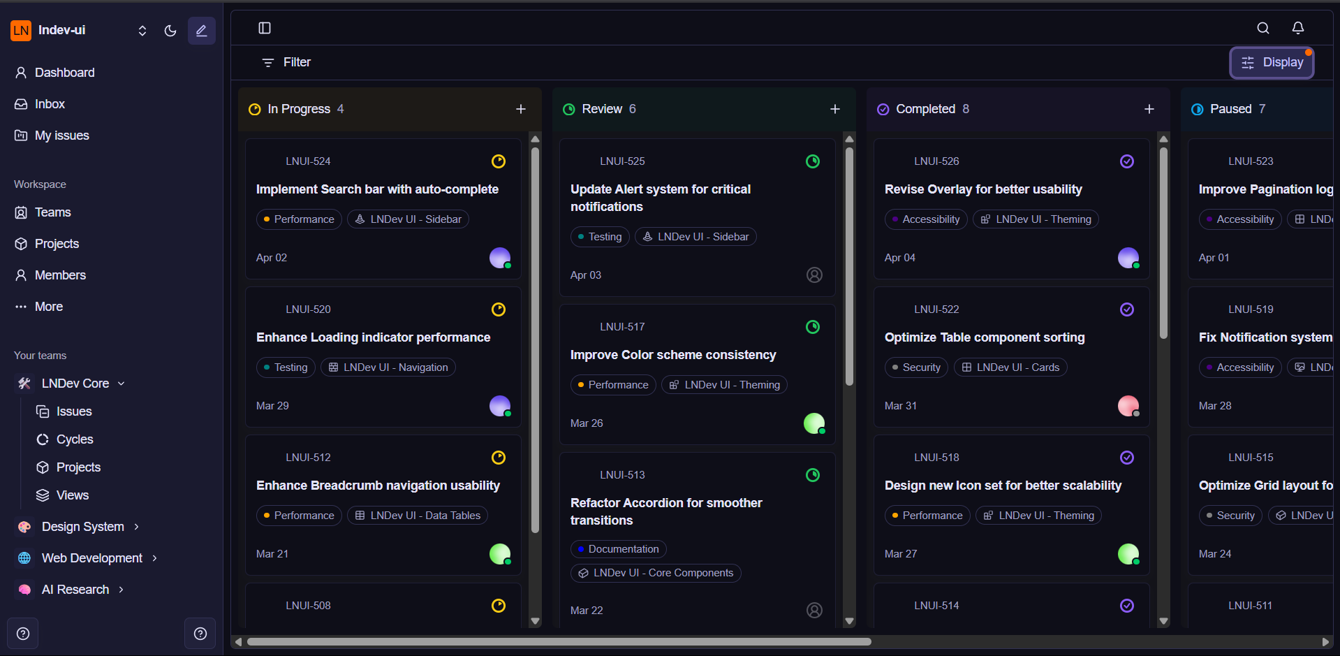 Backlog dashboard